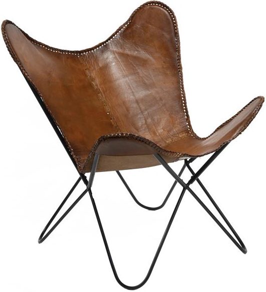 Fauteuil Papillon Cuir / Brun