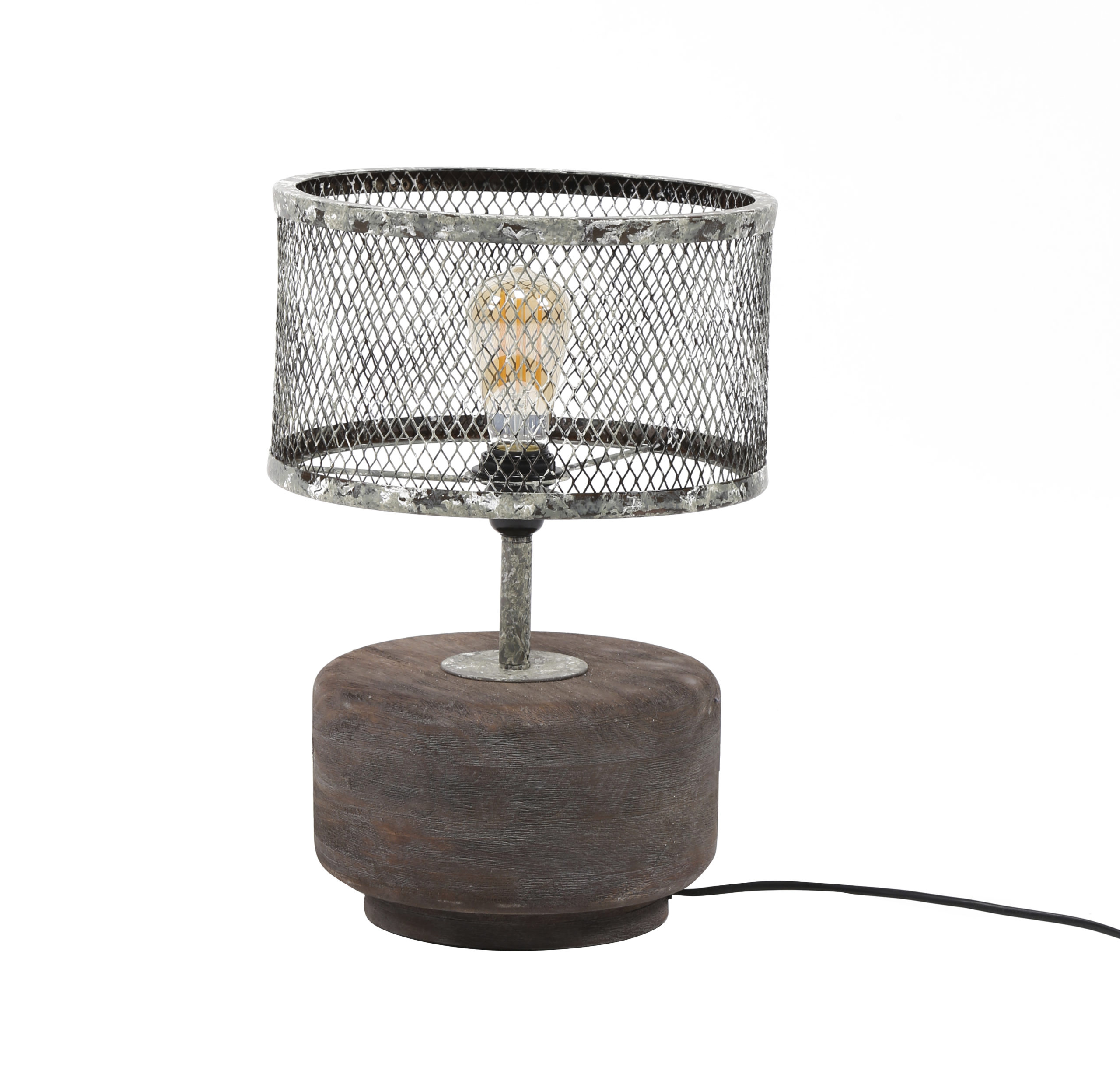 Lampe De Table Pied En Bois Massif / Cuivre Résistant