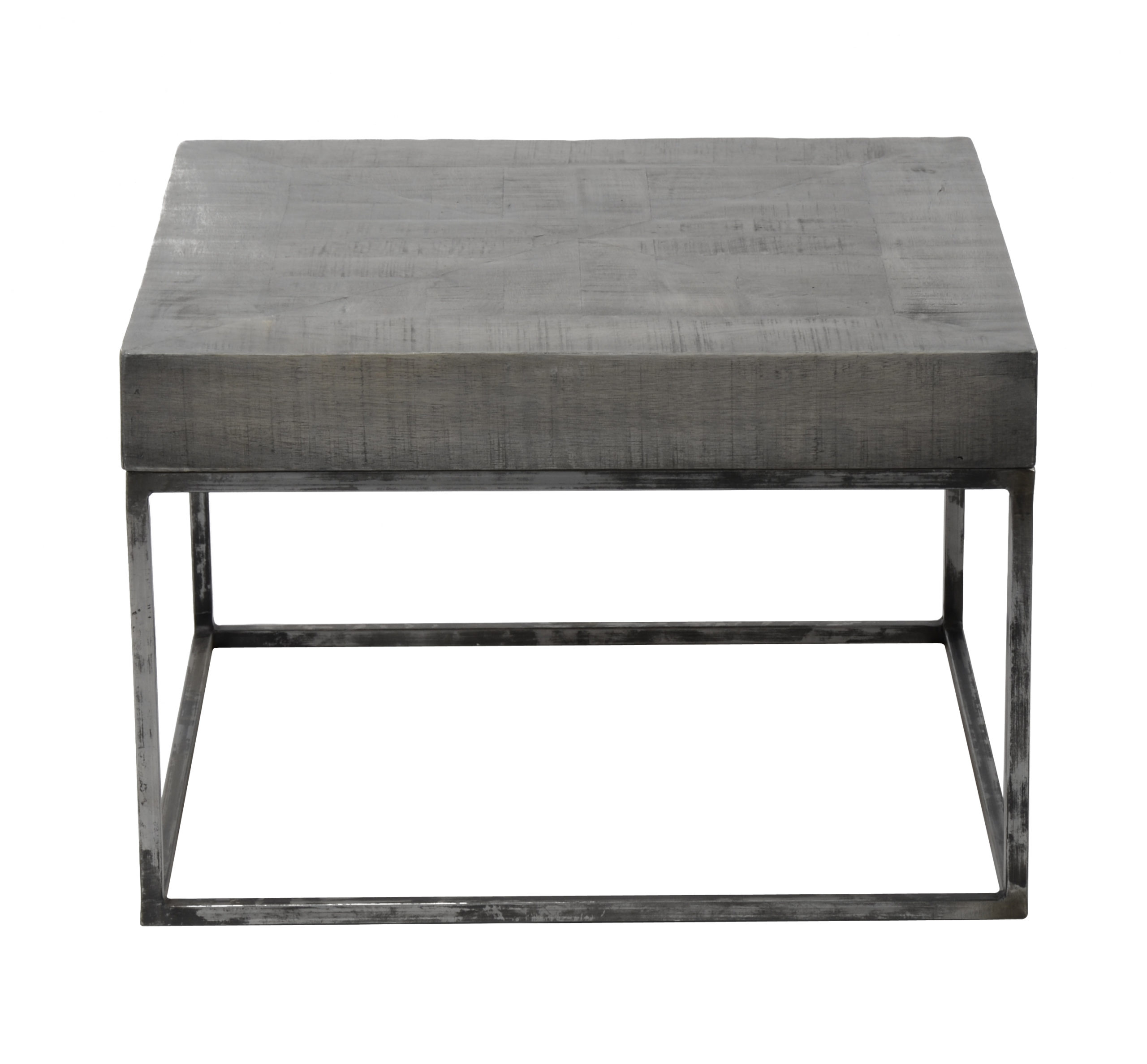 Table D'Angle 60X60 Cm Grado / Massif Mango Antique Gris